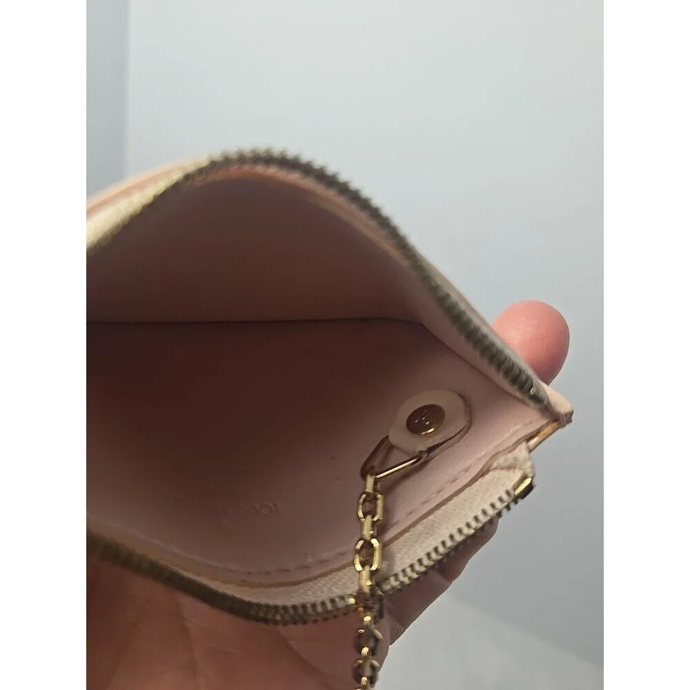 Louis Vuitton Pochette Clé Coin Case Purse Monogram Vernis Cream Beige